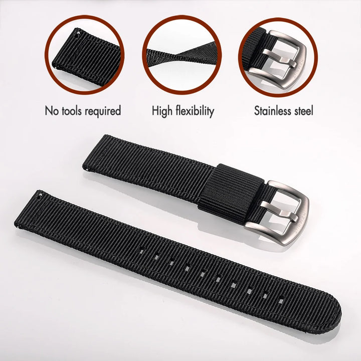 Military Nylon Quick-Release Watch Strap (18-24mm)