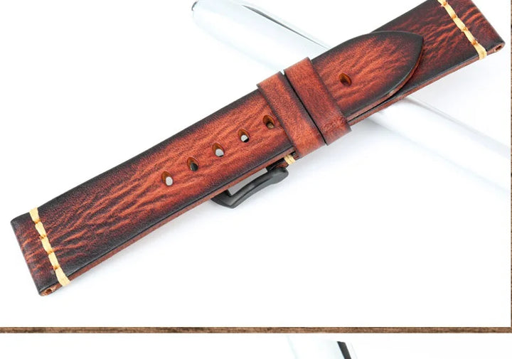 Handmade Vintage Leather Watch Strap 18–24mm – MAIKES