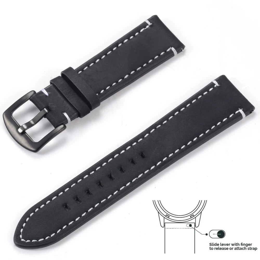 op Grain Genuine Leather Watch Band 20mm 22mm (Quick Release)