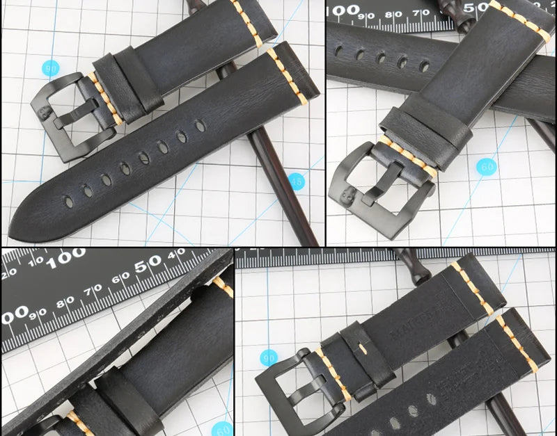 MAIKES Handmade Italian Leather Watch Strap – 18–24mm, Vintage for Panerai, Omega & IWC