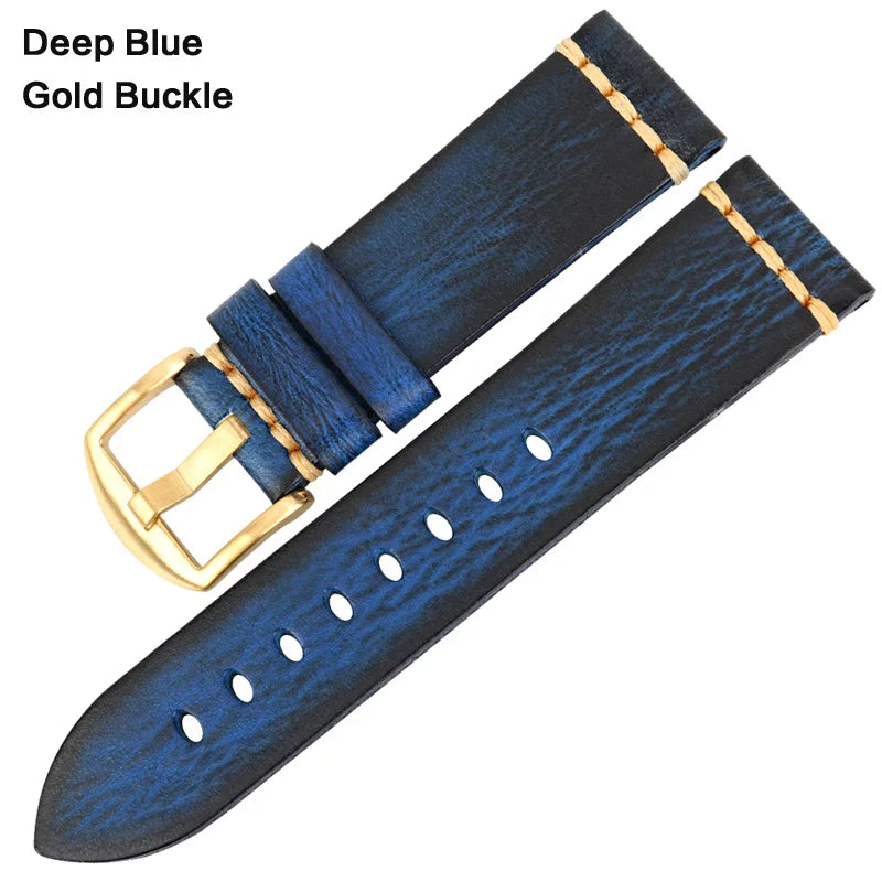 Handmade Vintage Leather Watch Strap 18–24mm – MAIKES