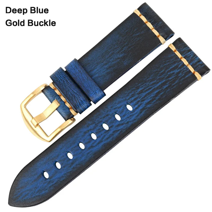 Handmade Vintage Leather Watch Strap 18–24mm – MAIKES