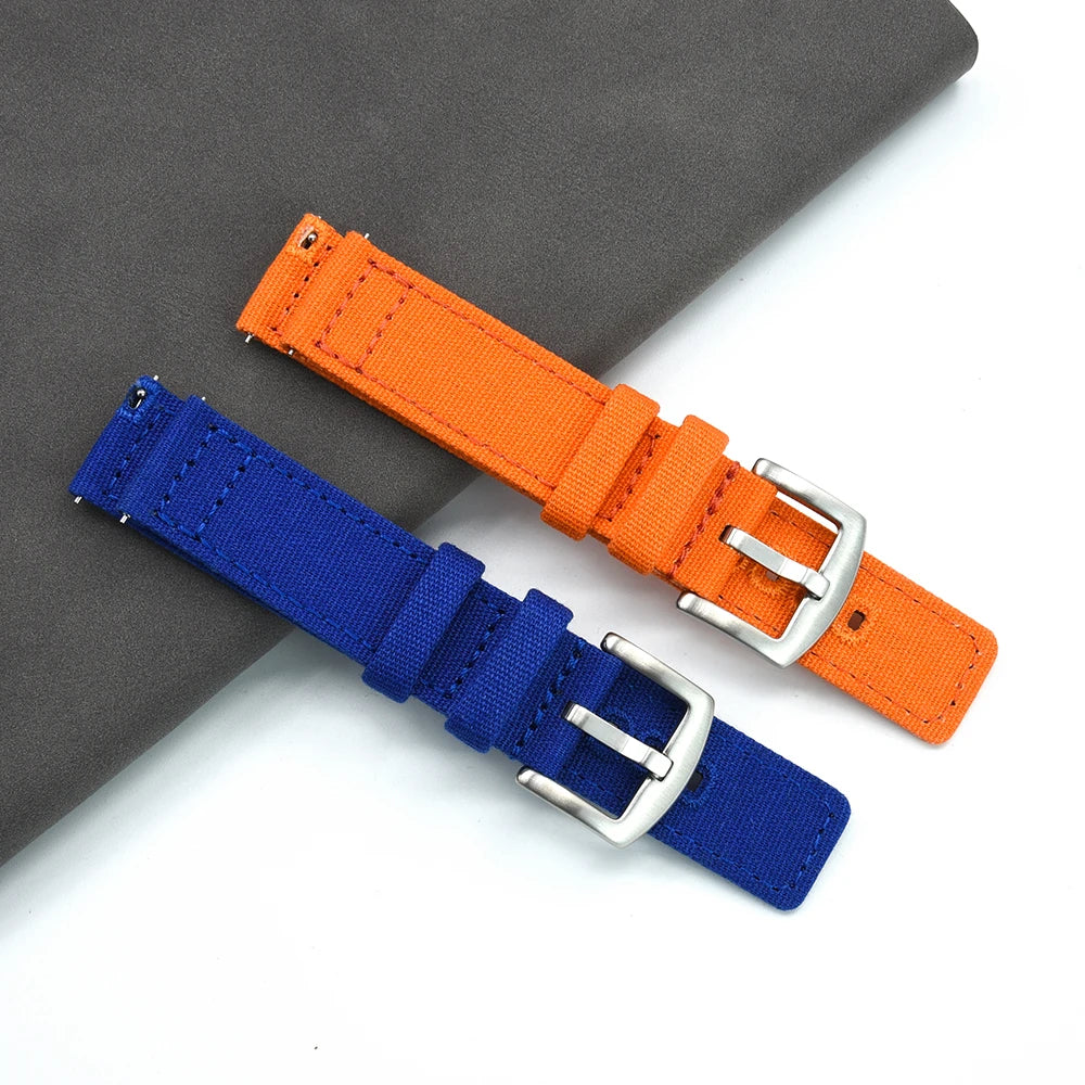 JUELONG Premium Nylon Sailcloth Watch Strap 20mm 22mm Canvas Sailcloth Watch Bands Quick Release Perfect Fit Flat End Universal