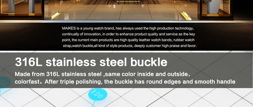 MAIKES Stainless Steel Watch Buckle 16mm 18mm 20mm 22mm 24mm Leather Strap Watch Clasp Black Rose Gold