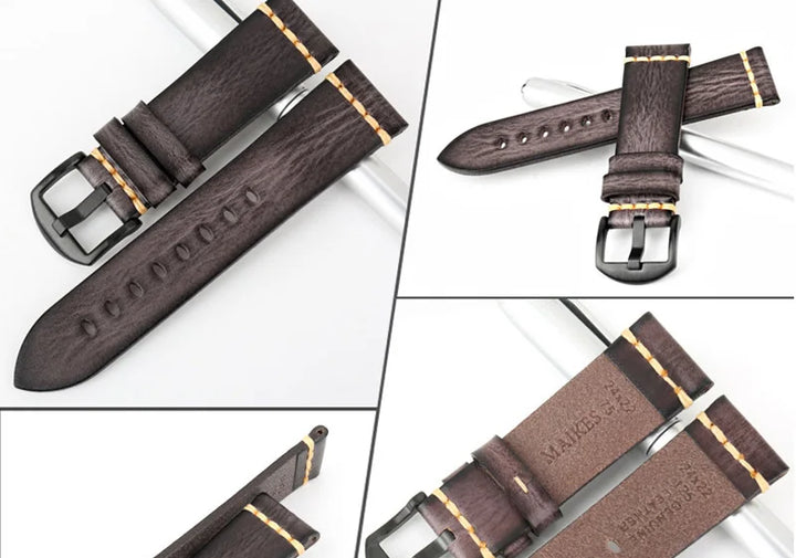 Handmade Vintage Leather Watch Strap 18–24mm – MAIKES