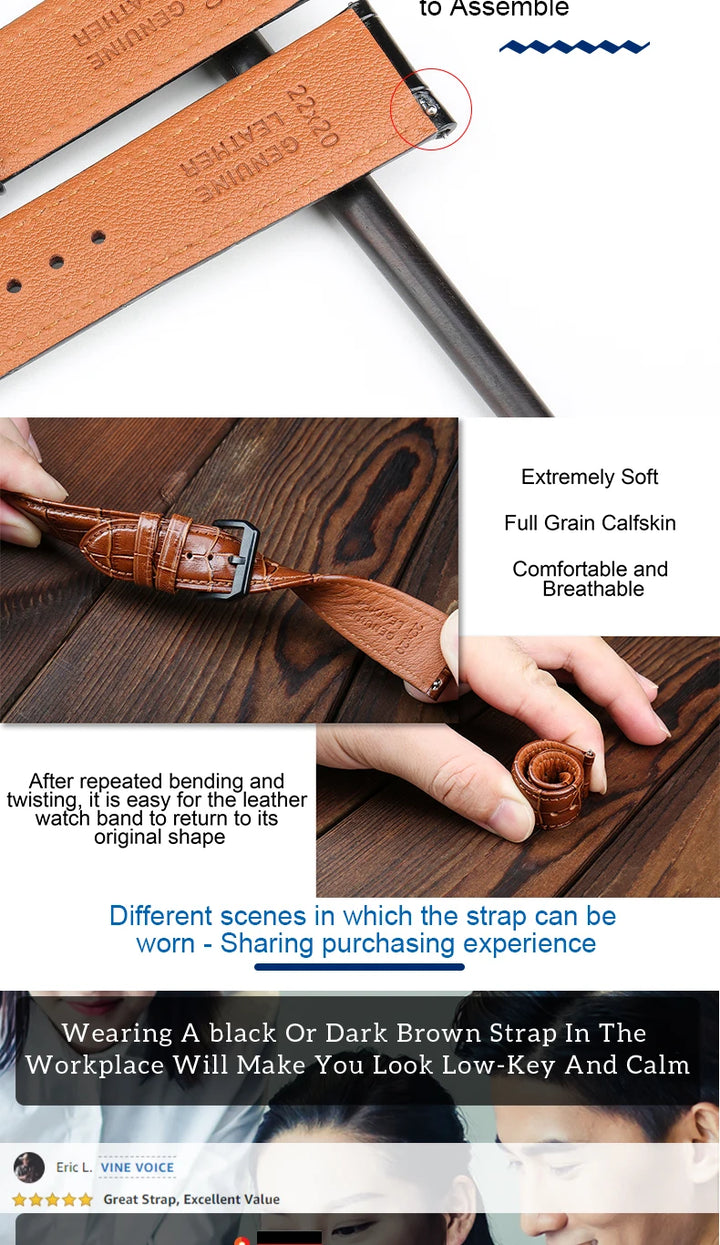 Quick Release Leather Watch Bands Watch Accessories For SEIKO Samsung Galaxy Watch Strap Active2/3 Watch Bracelet