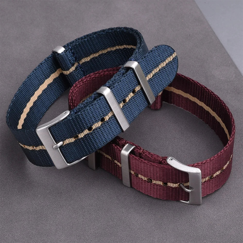 NATOBELT 20–22mm Premium Seatbelt Nylon & Sailcloth Watch Strap – Pin Buckle for Men’s Watches