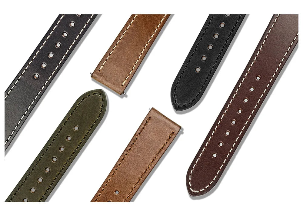 HEMSUT 100% Genuine Leather Straps Quick Release Horween Soft Wrap Handmade Cowhide Wrist Bands 18mm 20mm 22mm