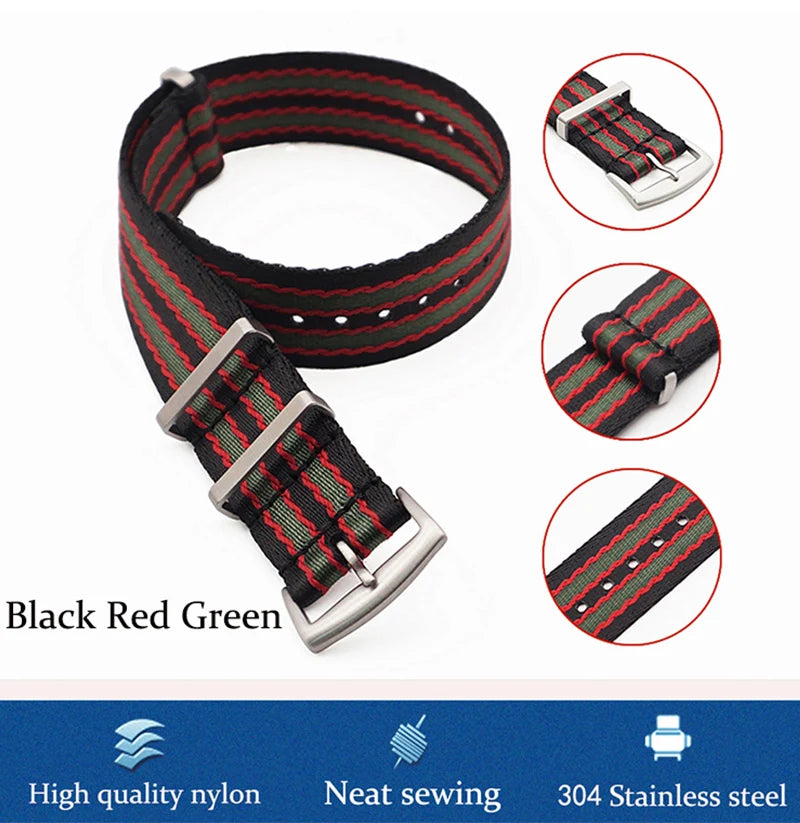 NATOBELT Quality Seatbelt Nylon Watch Strap 20mm 22mm Universal Type Sports Troops Parachute Pilot Military Nylon Watch Bands