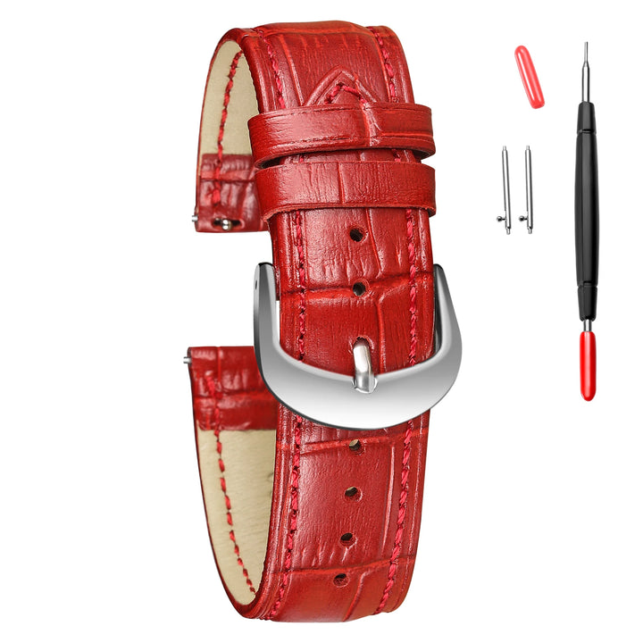 Alligator Embossed Leather Quick-Release Watch Band (16-22mm)
