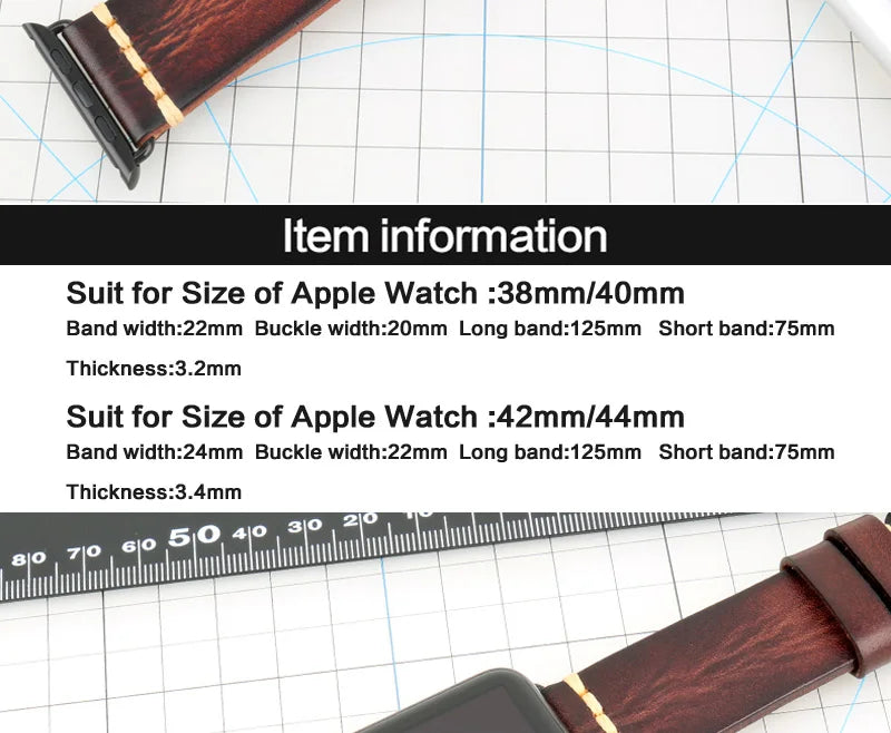 Handmade Leather Strap Watch Band For Apple Watch 45mm 41mm 44mm 42mm 40mm Series 9 8 7 6 SE 5 4 iWatch Bracelet
