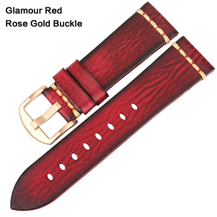 Handmade Vintage Leather Watch Strap 18–24mm – MAIKES