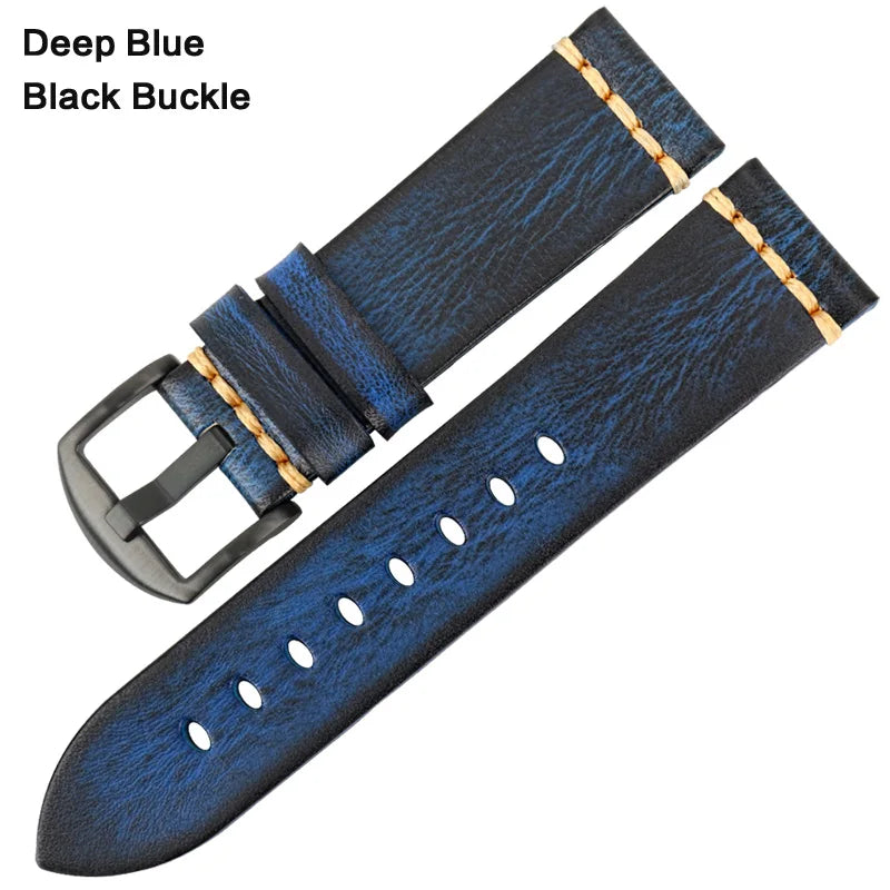 Handmade Vintage Leather Watch Strap 18–24mm – MAIKES