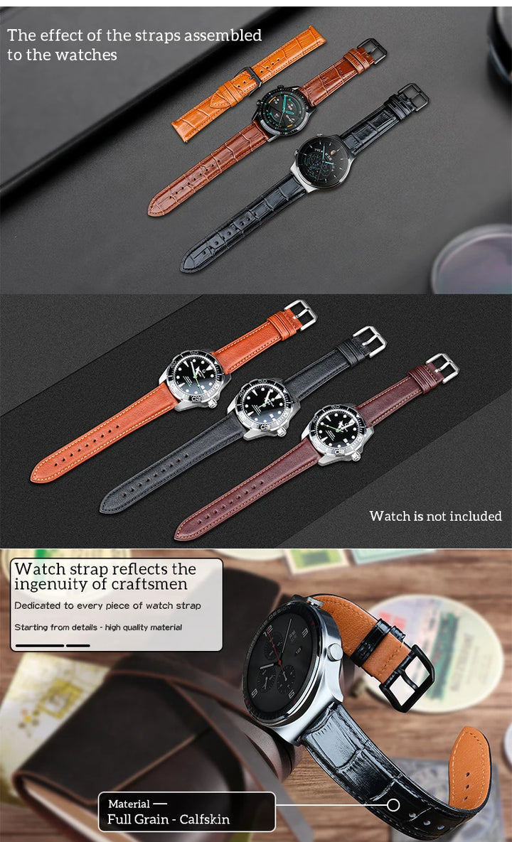 Quick Release Leather Watch Bands Watch Accessories For SEIKO Samsung Galaxy Watch Strap Active2/3 Watch Bracelet