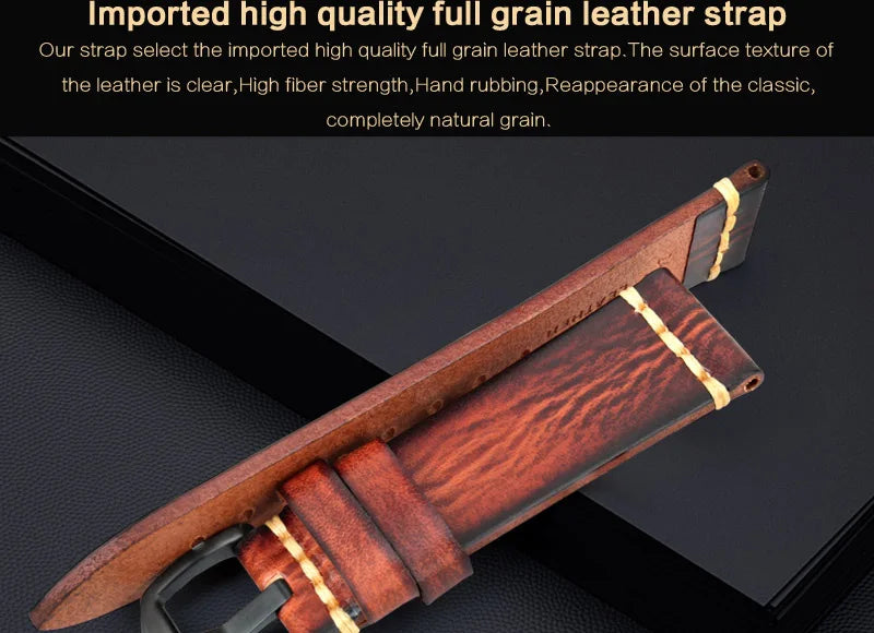 MAIKES Handmade Vintage Leather Watch Strap – 20/22/24mm for Panerai, Fossil, Casio & Seiko