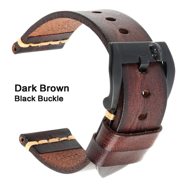 MAIKES Handmade Italian Leather Watch Strap – 18–24mm, Vintage for Panerai, Omega & IWC