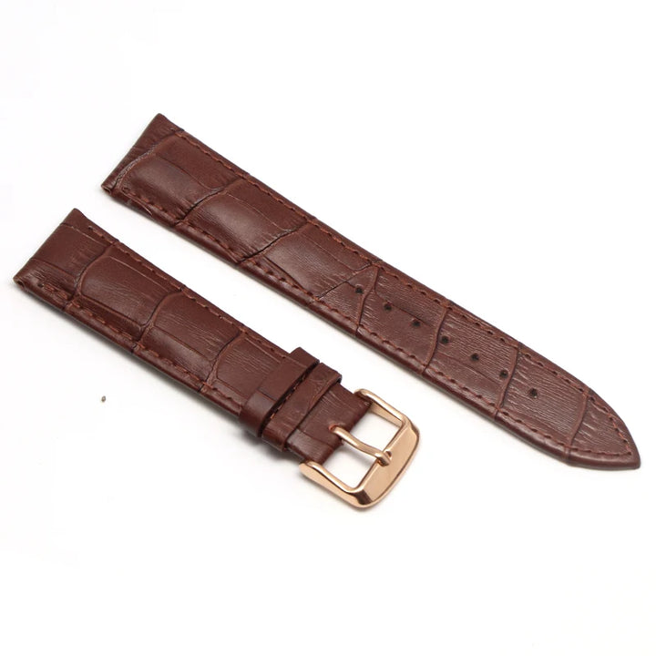 Genuine Leather Watch Strap with Steel & Butterfly Buckle (18-20mm)