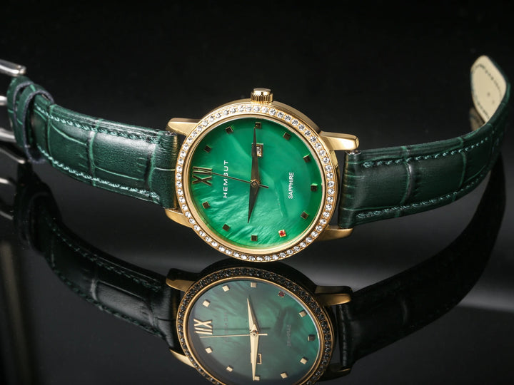 Alligator-Embossed Green Leather Watch Strap 16-22mm