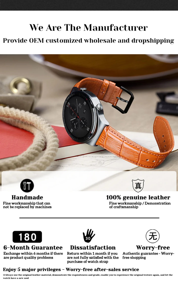 Quick Release Leather Watch Bands Watch Accessories For SEIKO Samsung Galaxy Watch Strap Active2/3 Watch Bracelet
