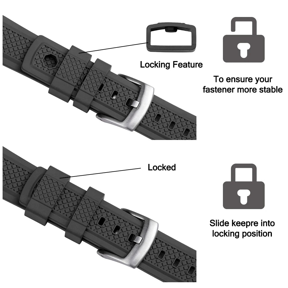 FKM Rubber Watch Strap 20/22mm for Samsung Galaxy 46mm & Huawei GT2/Amazfit GTR 47mm