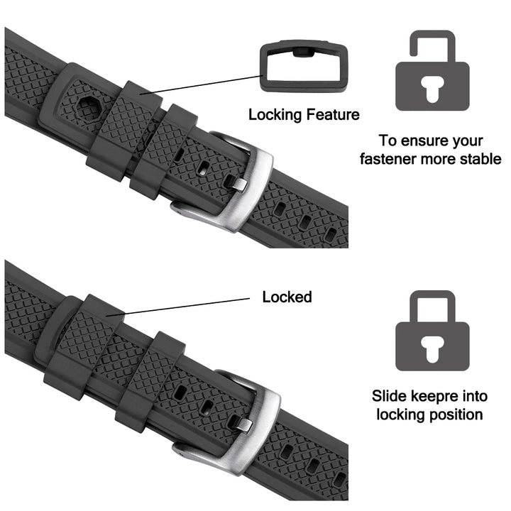 FKM Rubber Watch Strap 20/22mm for Samsung Galaxy 46mm & Huawei GT2/Amazfit GTR 47mm