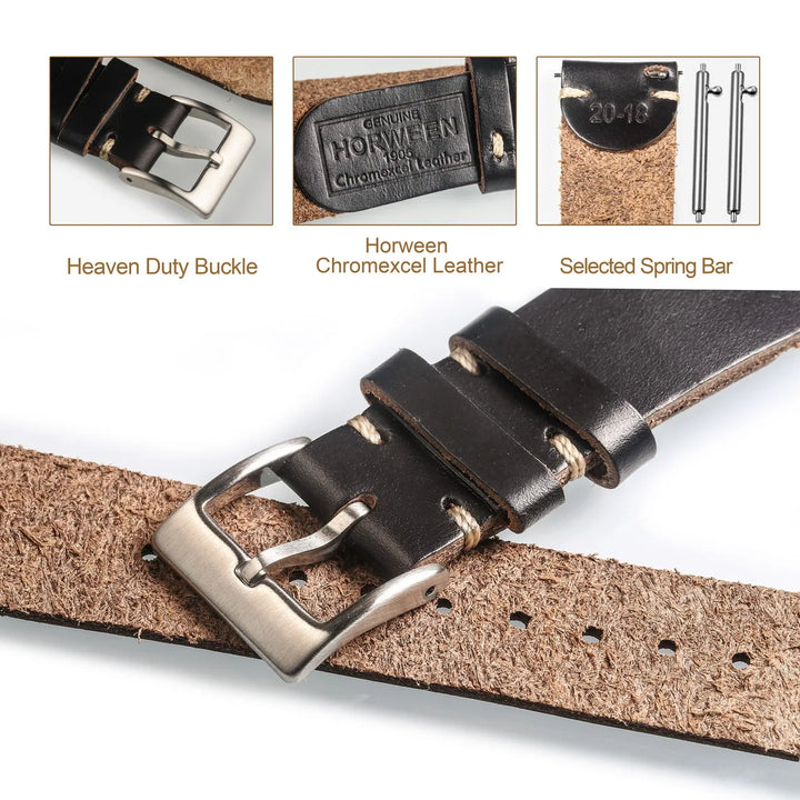 Genuine Horween CXL Leather Watch Strap 18–22mm Quick Release