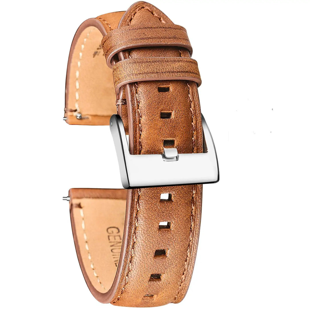 HEMSUT Genuine Cowhide Leather Quick-Release Watch Strap (18-24mm)