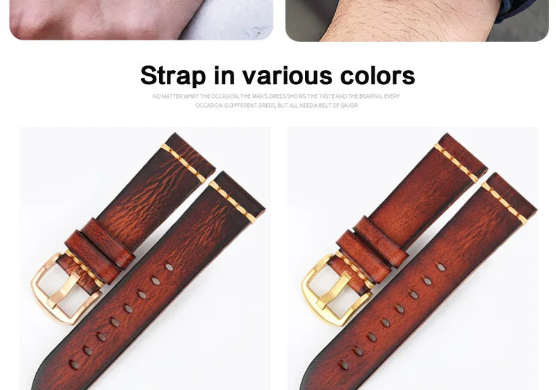 Handmade Vintage Leather Watch Strap 18–24mm – MAIKES