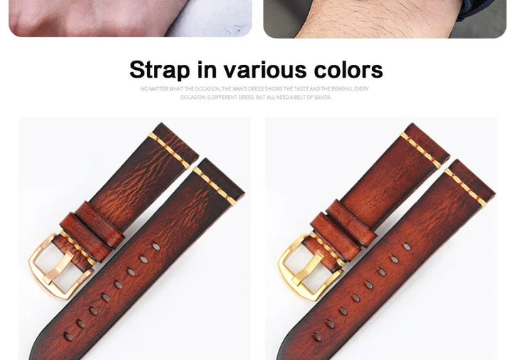 Handmade Vintage Leather Watch Strap 18–24mm – MAIKES