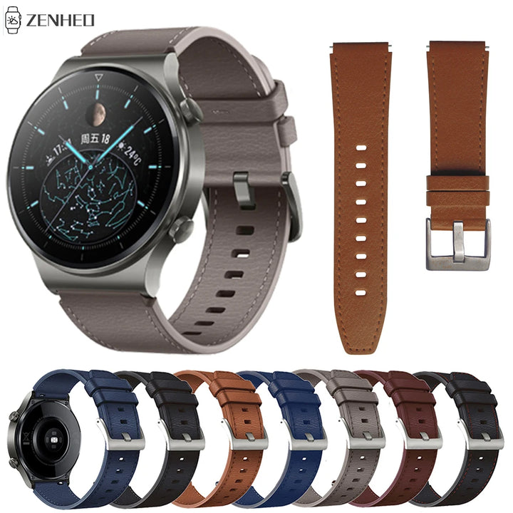 22mm Leather Strap for Huawei Watch GT 2 GT2 Pro Smart Watch Band Replacement Watchband for Huawei Watch GT 3/4 46mm