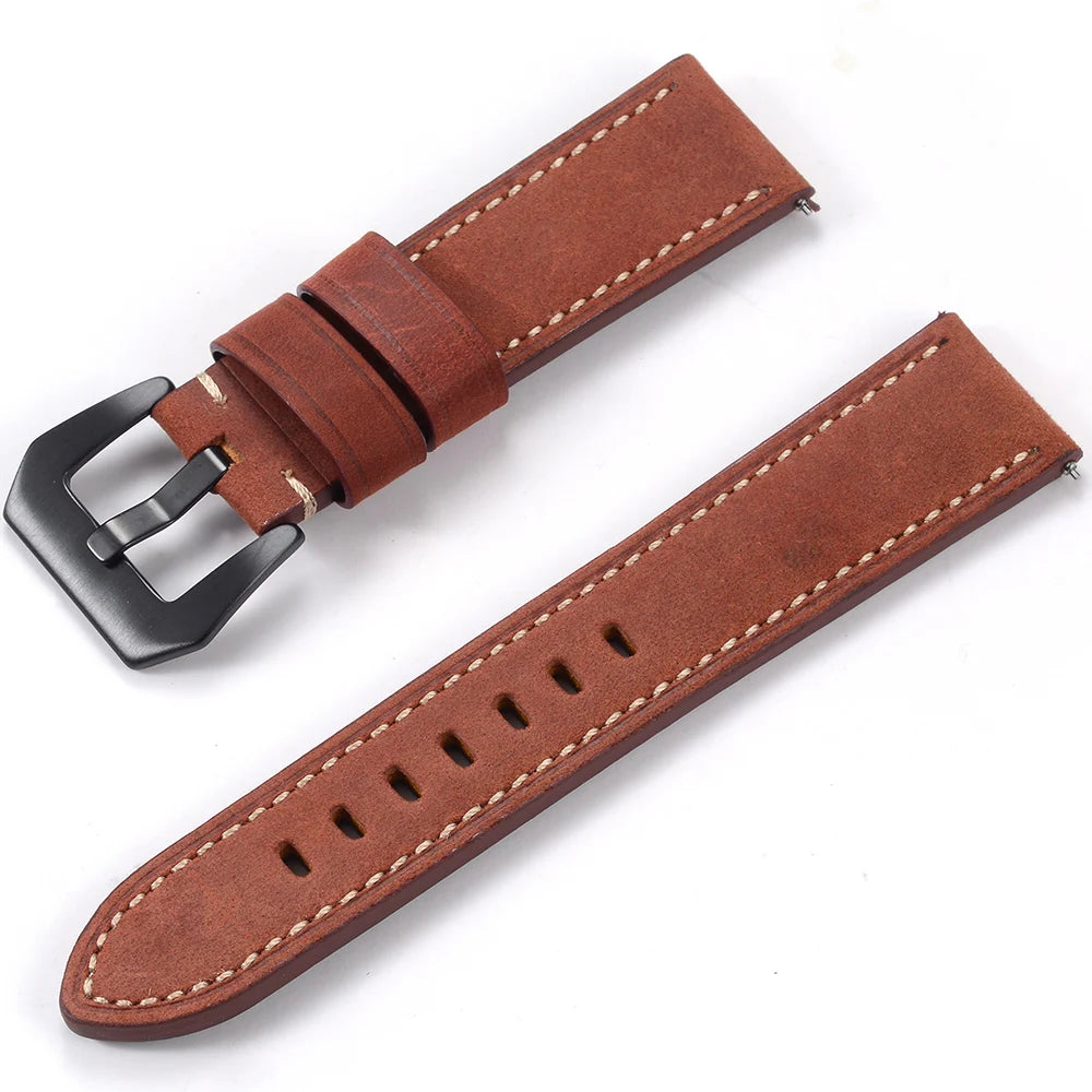 Men’s Genuine Leather Watch Band 22–24mm (Top Grain, High Quality)