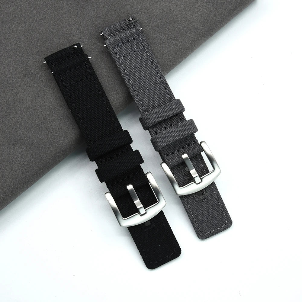 JUELONG Premium Nylon Sailcloth Watch Strap 20mm 22mm Canvas Sailcloth Watch Bands Quick Release Perfect Fit Flat End Universal
