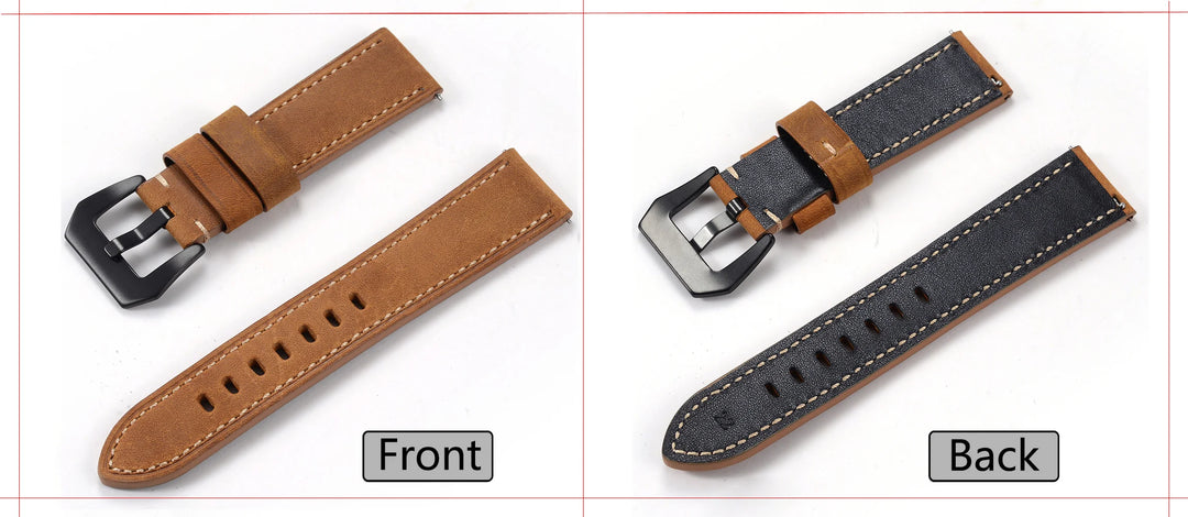 Genuine Leather Quick Release Watch Band 20–22mm for Huawei & Samsung Galaxy 45/46mm