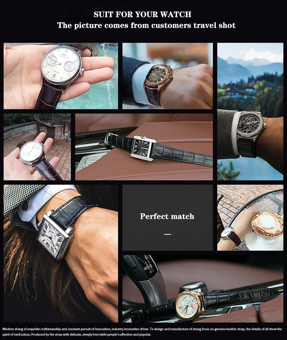 Premium Genuine Leather Watch Band 12–24mm (With Tool)