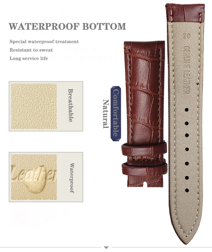 Premium Genuine Leather Watch Strap 12–24mm (With Tool)