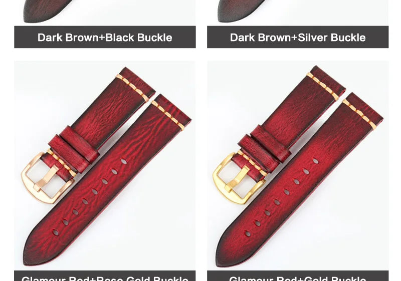 Handmade Vintage Leather Watch Strap 18–24mm – MAIKES