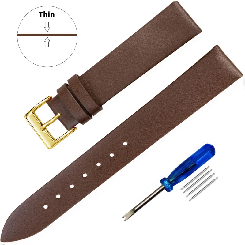 Thin Genuine Leather Watch Strap Band 12–22mm (Watch Band Belt)