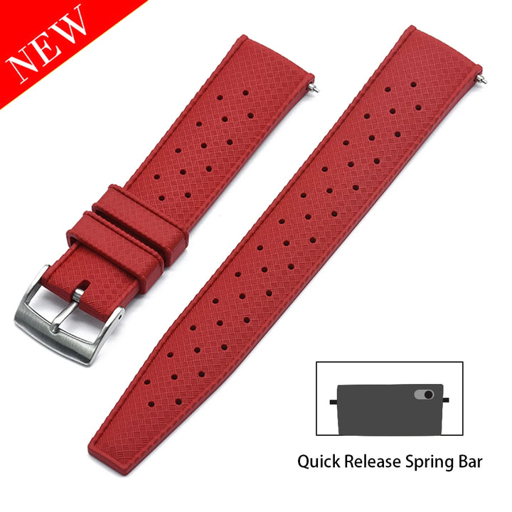 Premium Tropical FKM Rubber Straps 18mm 19mm 20mm 21mm 22mm 23mm 24mm Quick Release Perfect Fit Flat End Universal Watch Strap