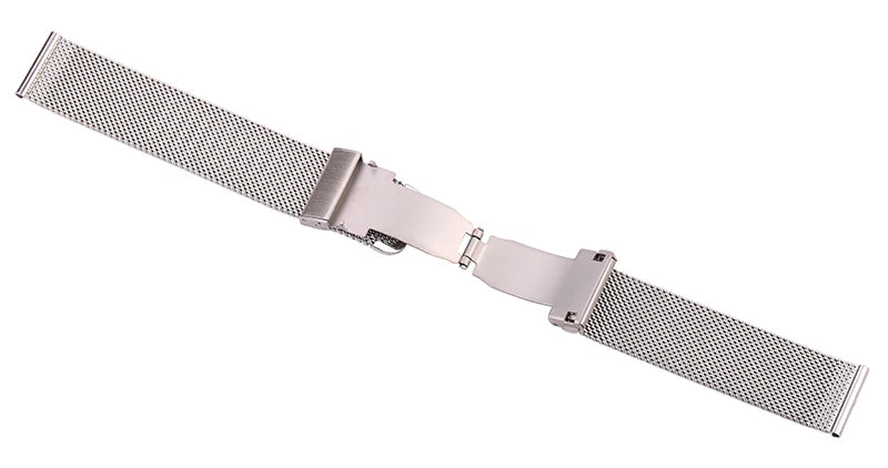 Mesh Milanese Loop Watch Strap – 16–24mm, Silver/Black for Galaxy Watch