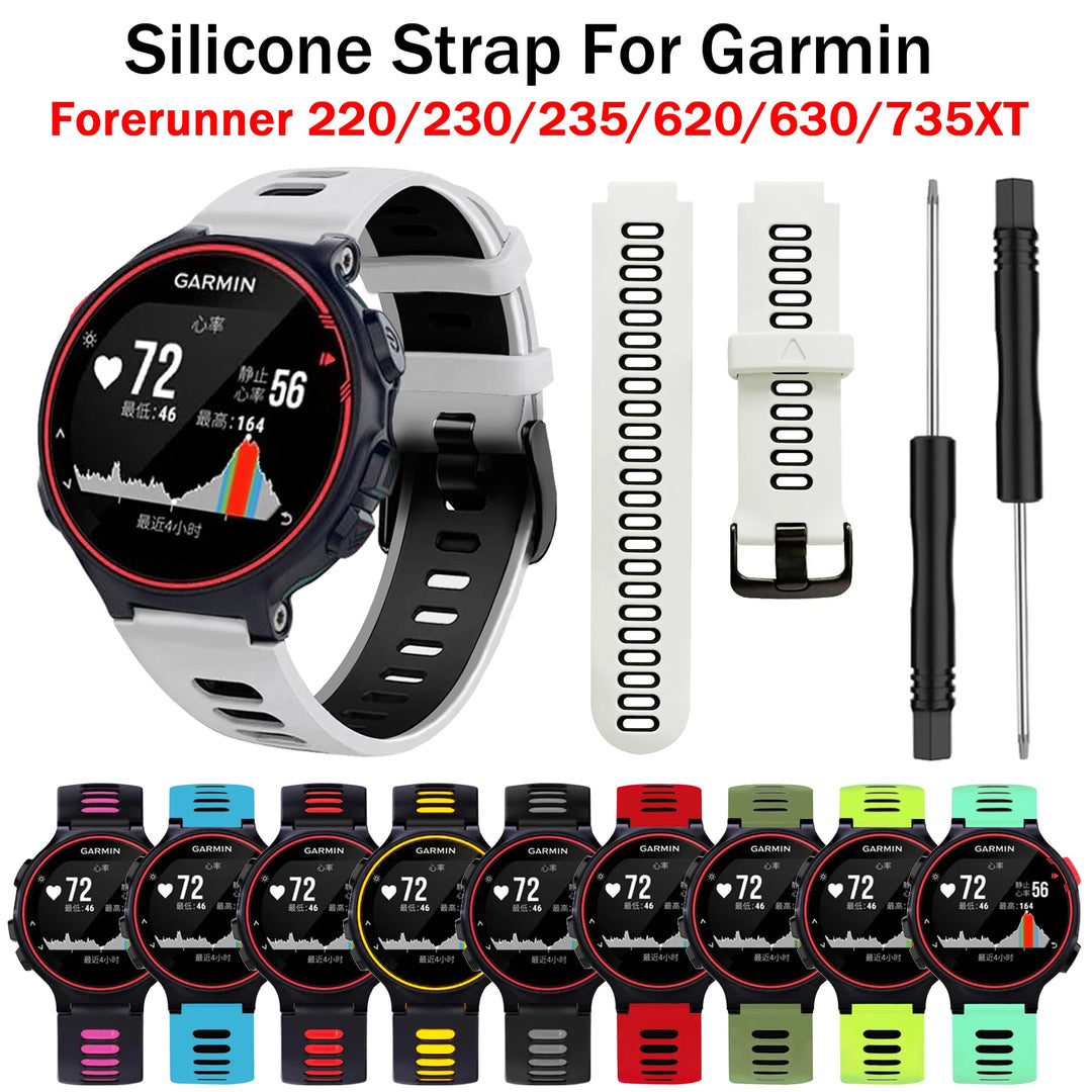 Silicone Smart Watch Band for Garmin Forerunner 220/230/235/620/630/735XT