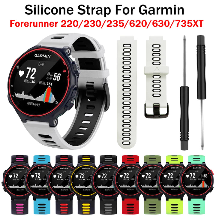 Silicone Smart Watch Band for Garmin Forerunner 220/230/235/620/630/735XT