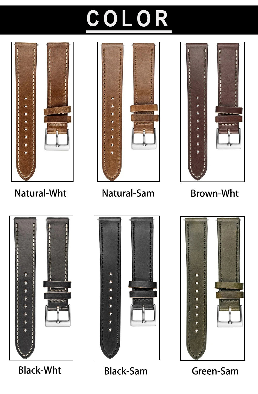 High Quality Horween  Genuine Leather Straps Brown Soft Wrap Handmade Cowhide Wrist Bands 18mm 20mm 22mm