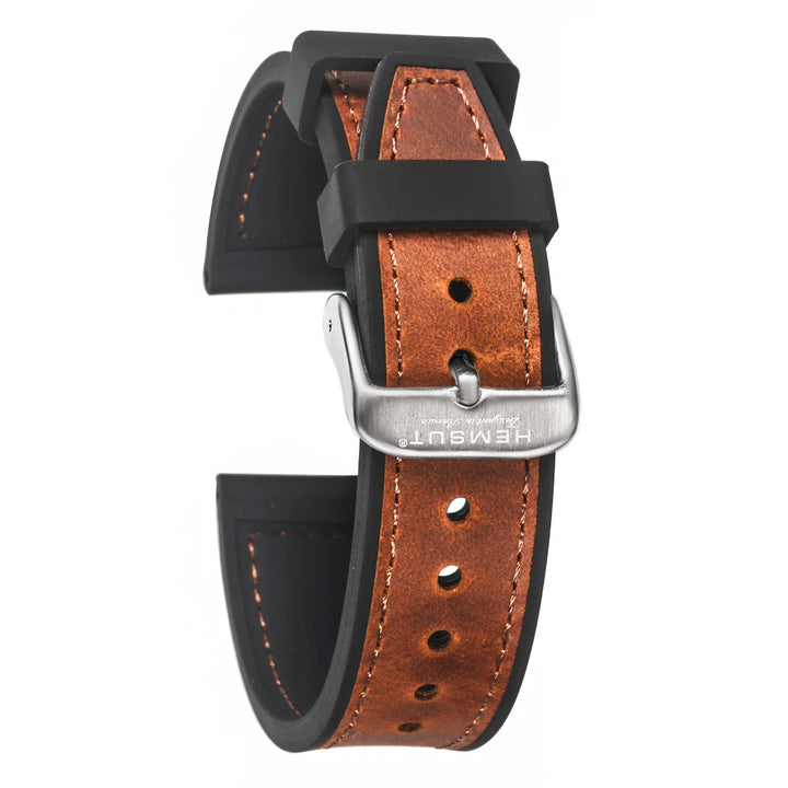 Hemsut Cowhide & Silicone Watch Strap – 18–24mm Waterproof & Breathable