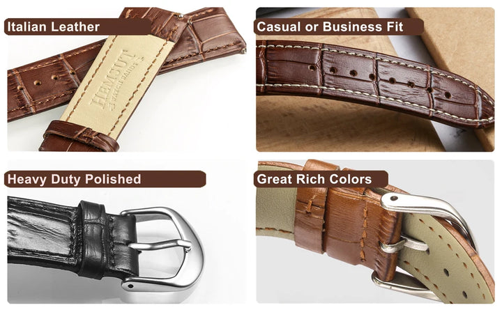 Alligator-Embossed Green Leather Watch Strap 16-22mm
