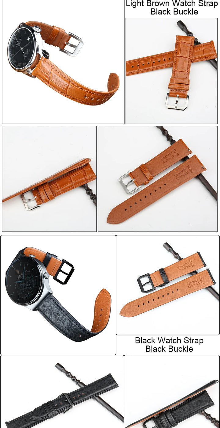 Quick Release Watchband For Huawei Watch GT 2 Pro TISSOT Samsung Galaxy Watch Active2/3 Bracelet Leather Strap Watch Band