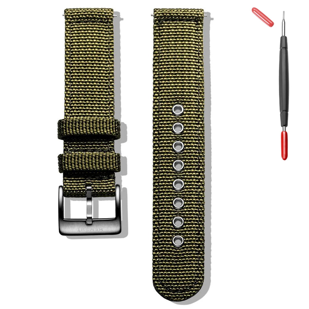 HEMSUT Nylon Quick-Release Military Watch Band (18-24mm)
