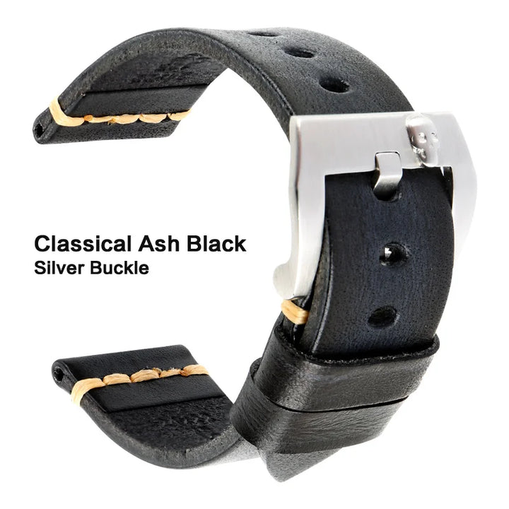 MAIKES Handmade Italian Leather Watch Strap – 18–24mm, Vintage for Panerai, Omega & IWC