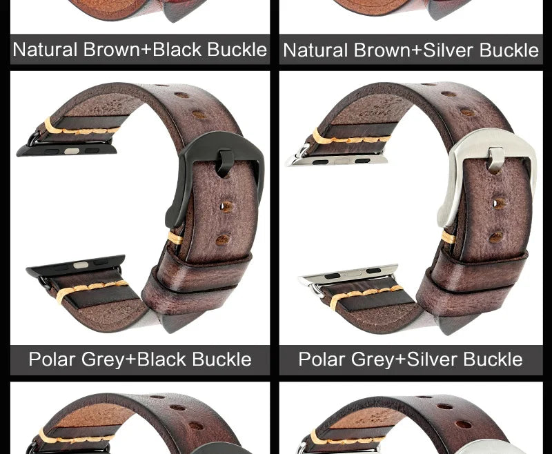 Handmade Leather Strap Watch Band For Apple Watch 45mm 41mm 44mm 42mm 40mm Series 9 8 7 6 SE 5 4 iWatch Bracelet