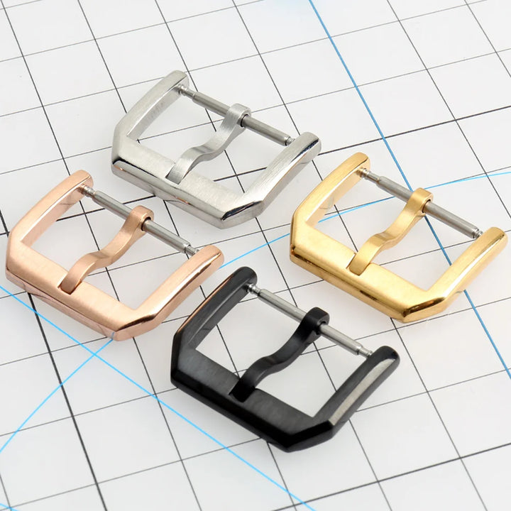 MAIKES Stainless Steel Watch Clasp 16mm 18mm 20mm 22mm Black Rose Gold Watch Buckle For Leather Watch Band