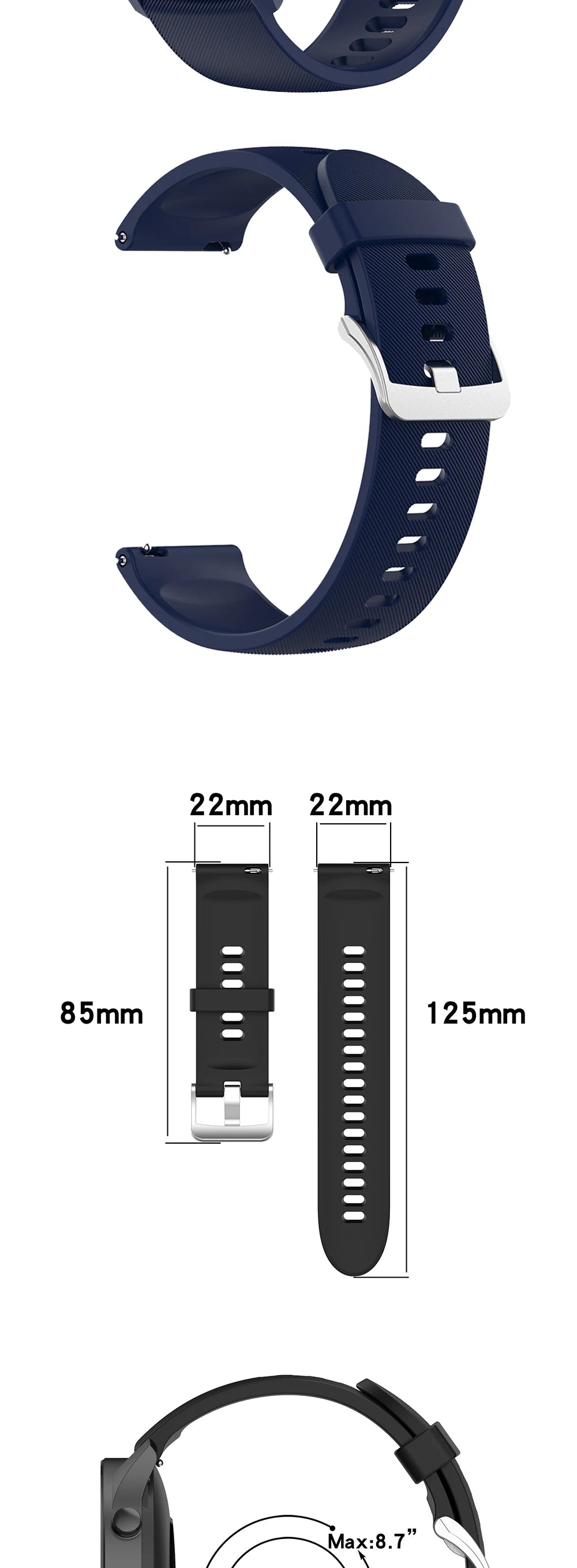 22mm Silicone Strap for Huawei Watch GT Series (GT2, GT3, GT2 Pro, GT2E)